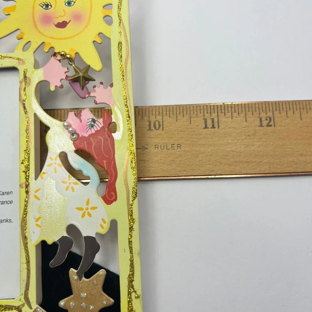 Karen Rossi Fanciful Flights Photo Frame 4x6 Metal Whimsical Folk Art Signed